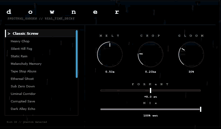 downer audio effect interface preview