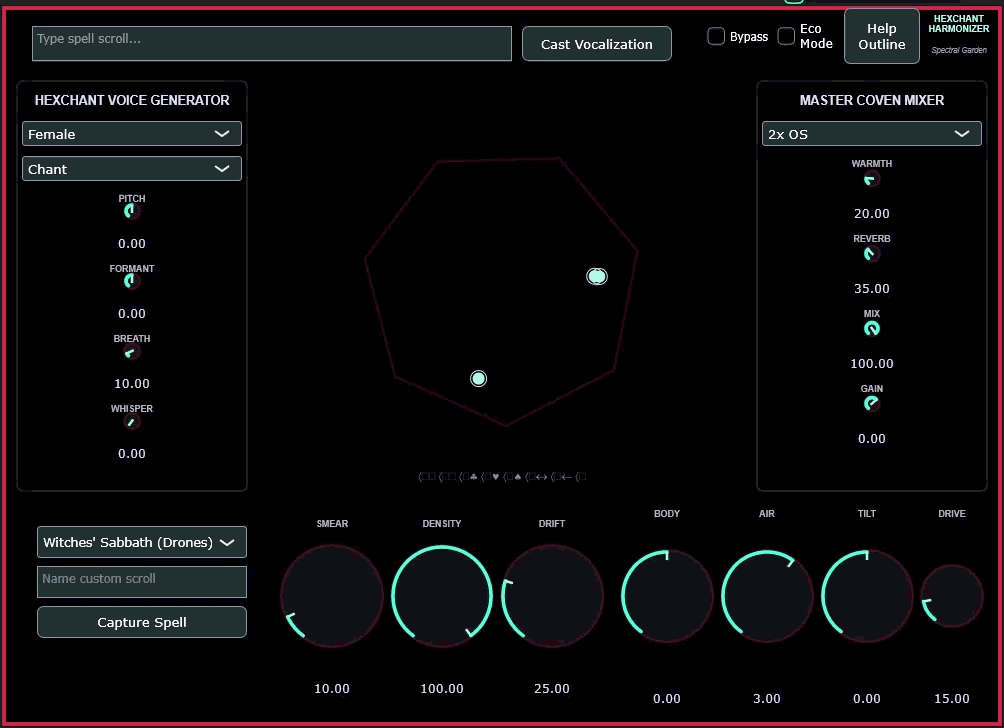 Hexchant Harmonizer plugin interface preview
